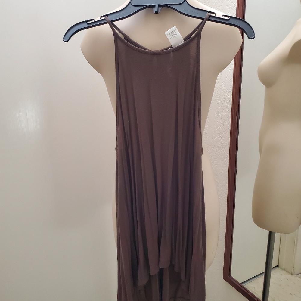 Mimi Chica Brown Asymmetrical Halter Tank Top